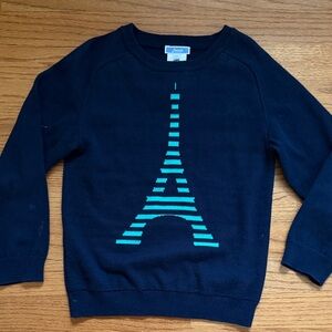 Jacadi Navy Sweater with Teal Eiffel Tower